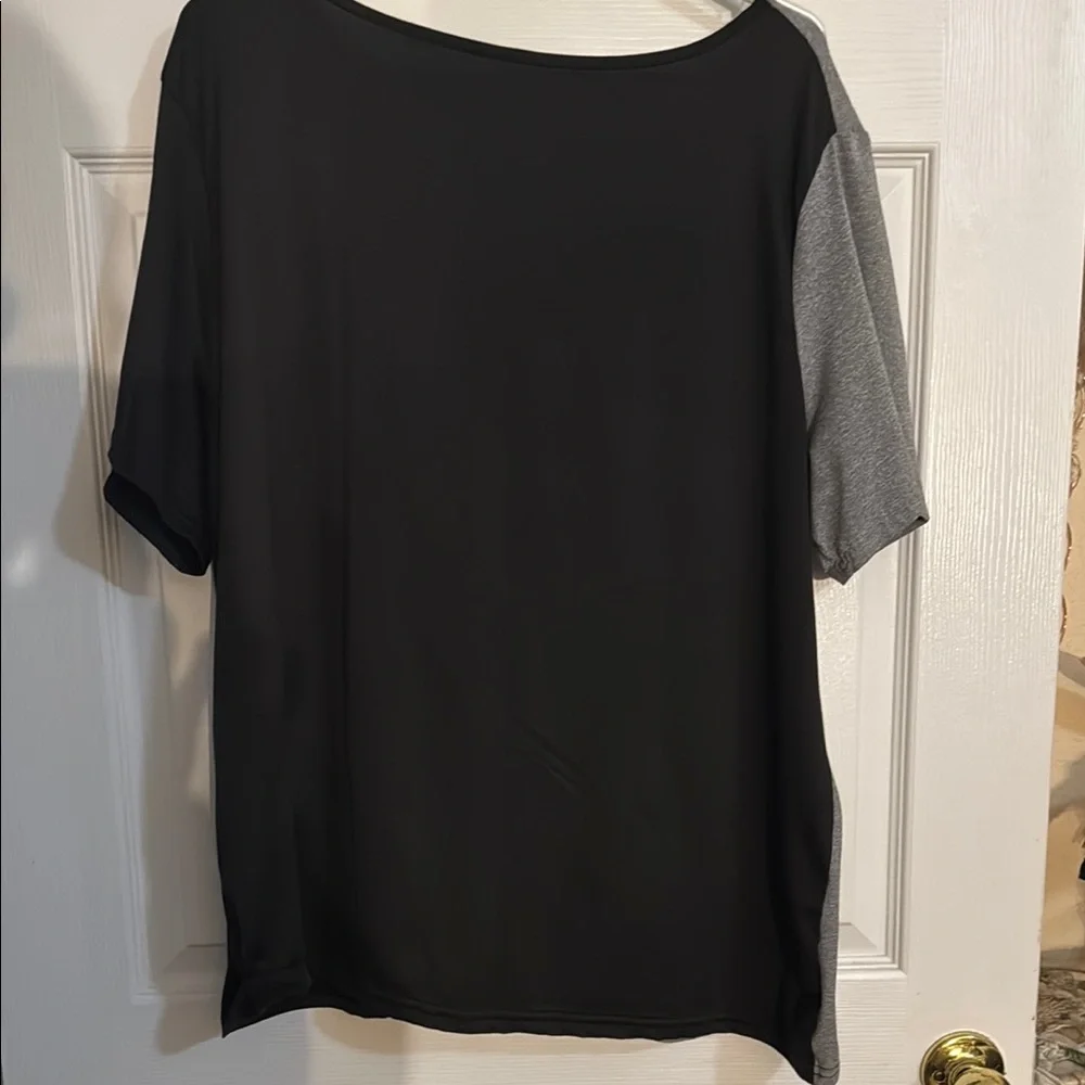 Gray and Black Asymmetrical Button Down Shirt - Picture 4 of 4